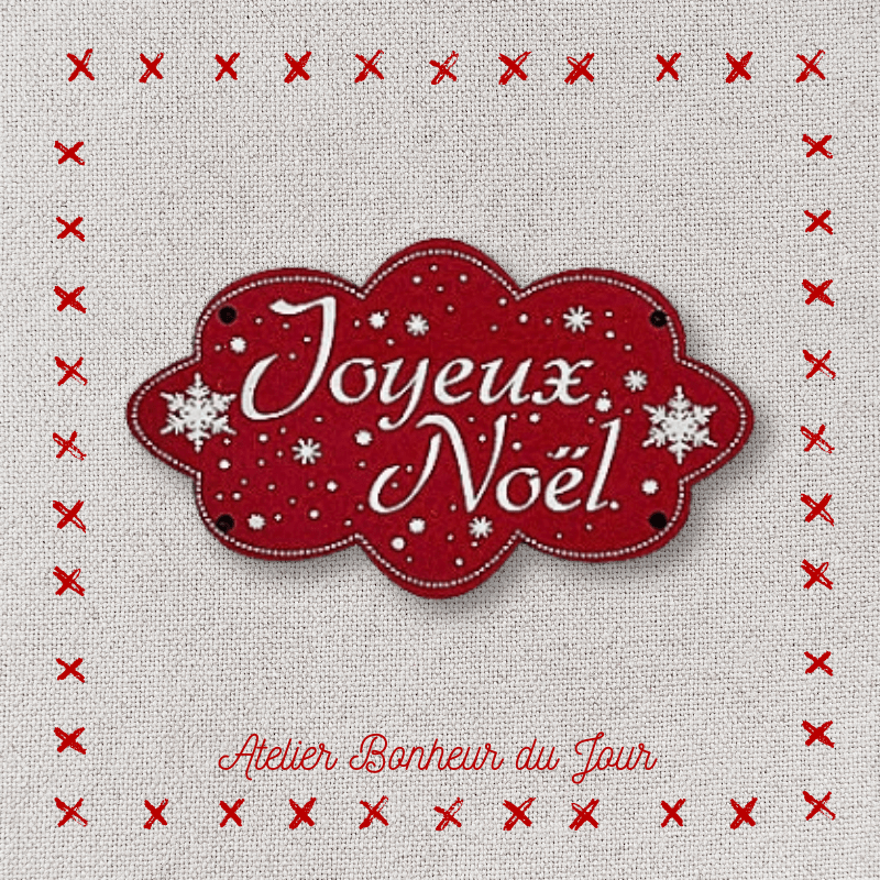 Bouton décoratif en bois "joyeux Noël" Atelier bonheur du jour