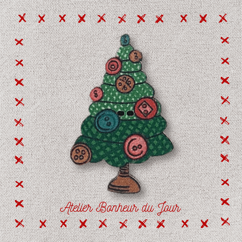 Decorative wooden button "Christmas tree buttons" Atelier bonheur du jour