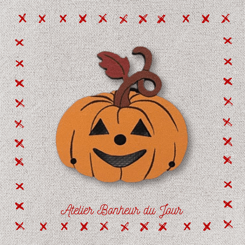 Decorative wooden button "Halloween Pumpkin" Atelier bonheur du jour