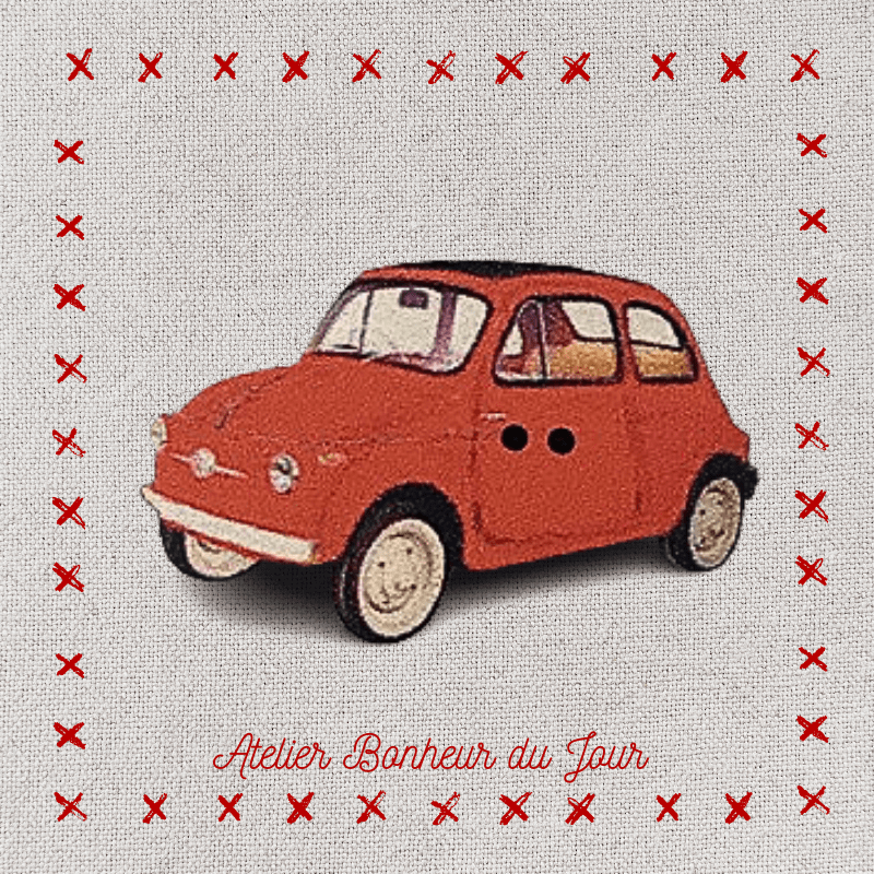 Decorative wooden button “Fiat 500" Atelier bonheur du jour