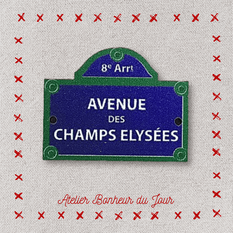 Decorative wooden small plaque “Avenue des Champs Elysées" Atelier bonheur du jour