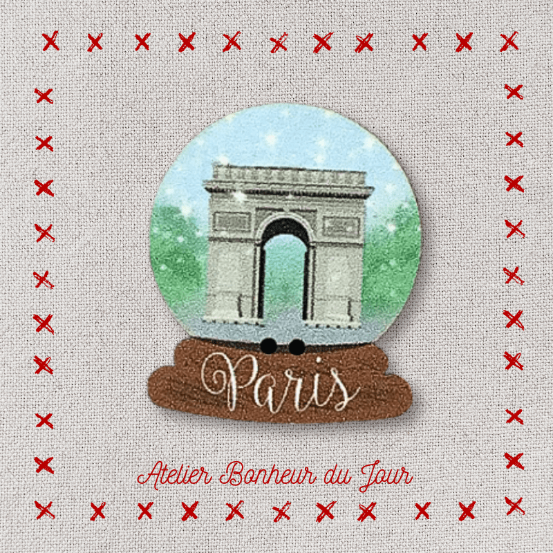 Decorative wooden button “Arc de Triomphe snow globe" Atelier bonheur du jour
