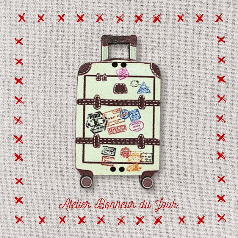 Decorative wooden button “Suitcase" Atelier bonheur du jour
