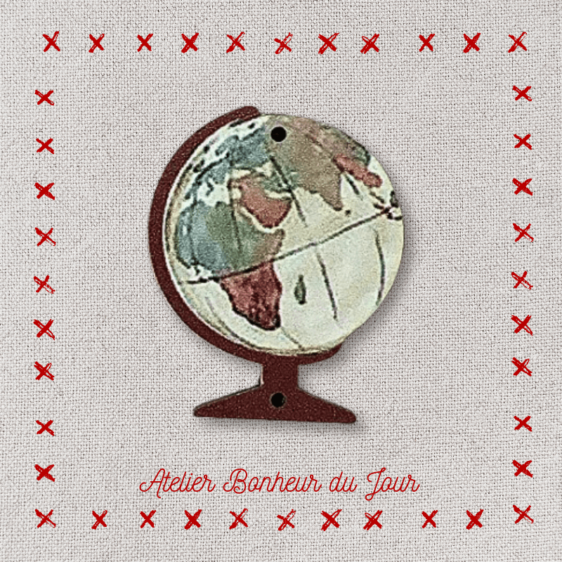 Bouton décoratif en bois "globe terrestre" Atelier bonheur du jour