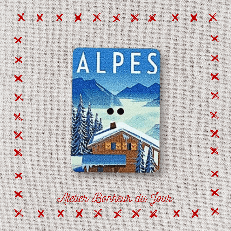 Decorative wooden button “Les Alpes" Atelier bonheur du jour