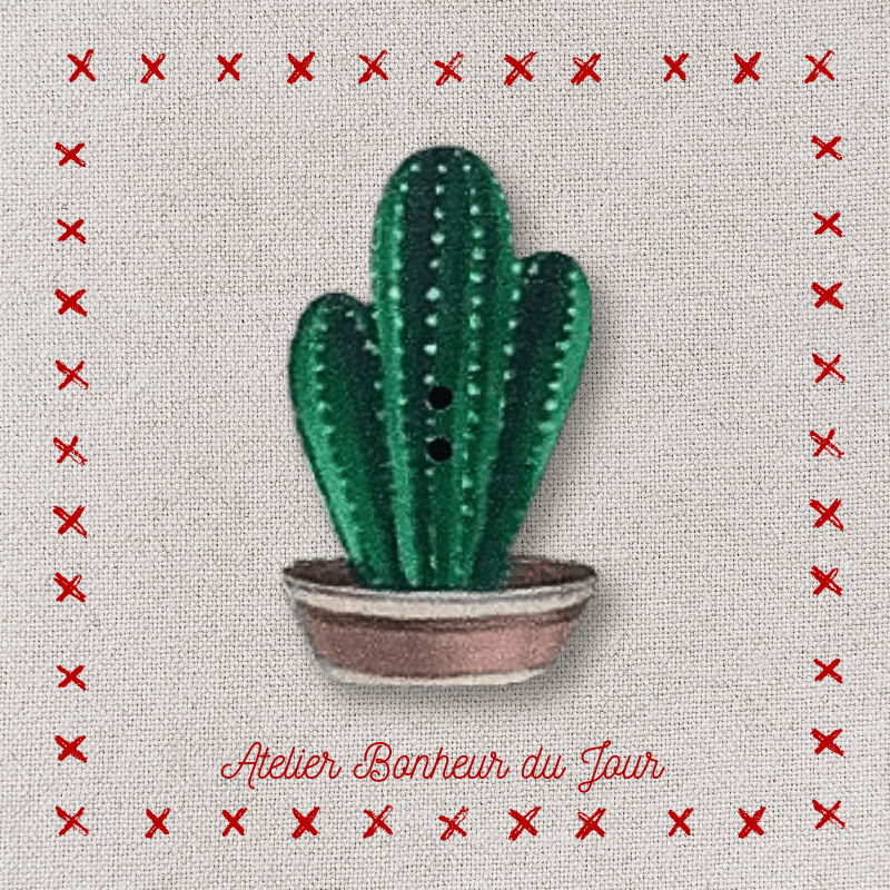 Decorative wooden button “Column cactus" Atelier bonheur du jour