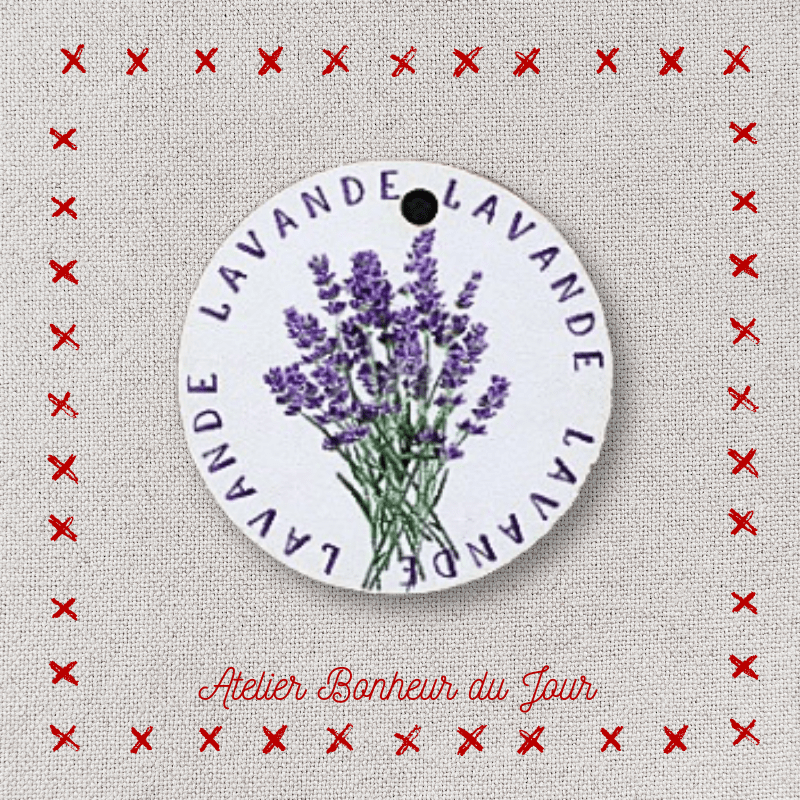 Decorative wooden “Sprigs of Lavender" medal to hang Atelier bonheur du jour