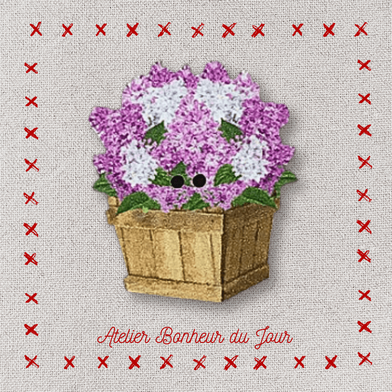 Decorative wooden button “Lilac bouquet" Atelier bonheur du jour