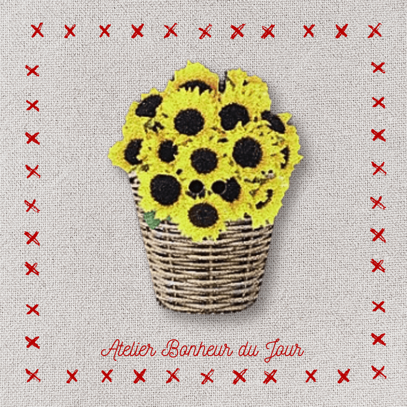 Decorative wooden button “Bouquet of sunflowers" Atelier bonheur du jour