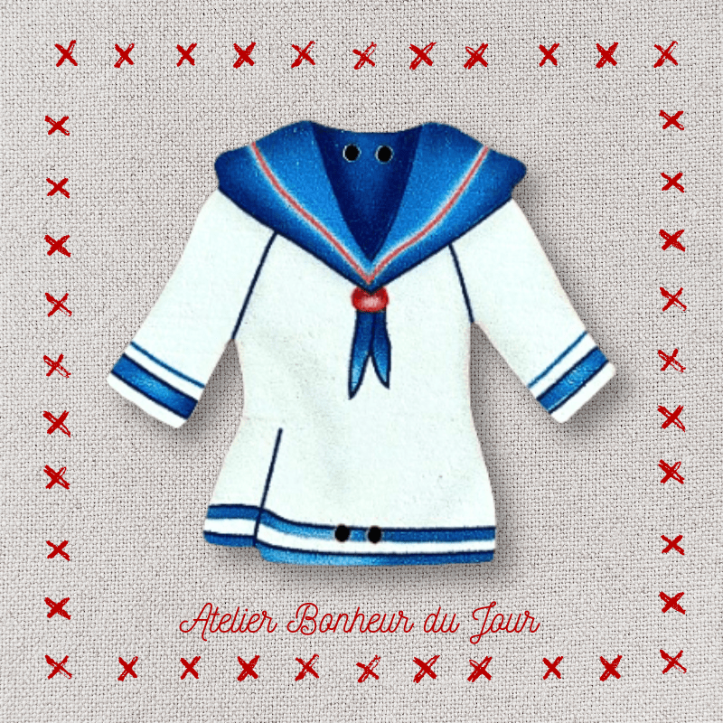Decorative wooden button "Sailor's tunic" Atelier bonheur du jour