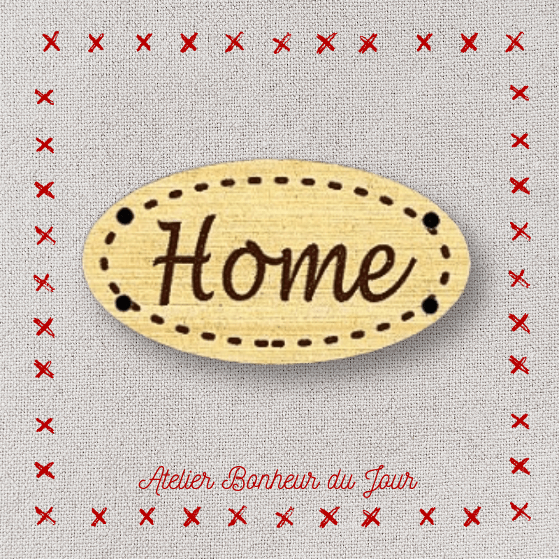 Décorative wooden buttons small plaque "Home" Atelier bonheur du jour