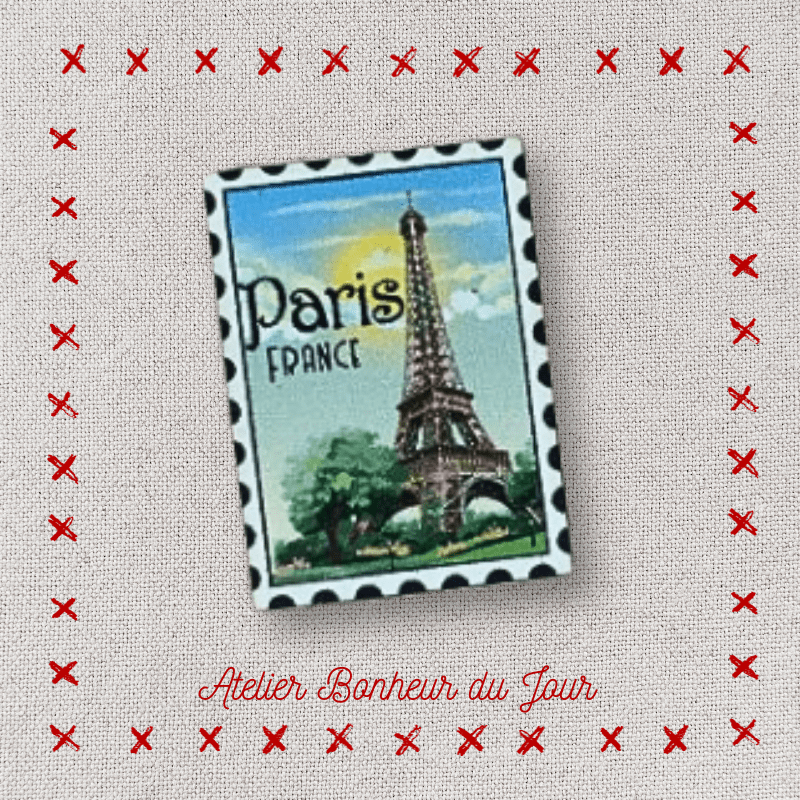 Decorative wooden small “Paris stamp" plaque Atelier bonheur du jour