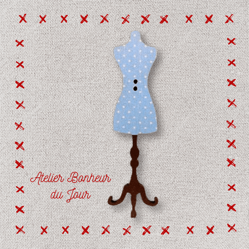 Decorative wooden button "Polka dot model" Atelier bonheur du jour