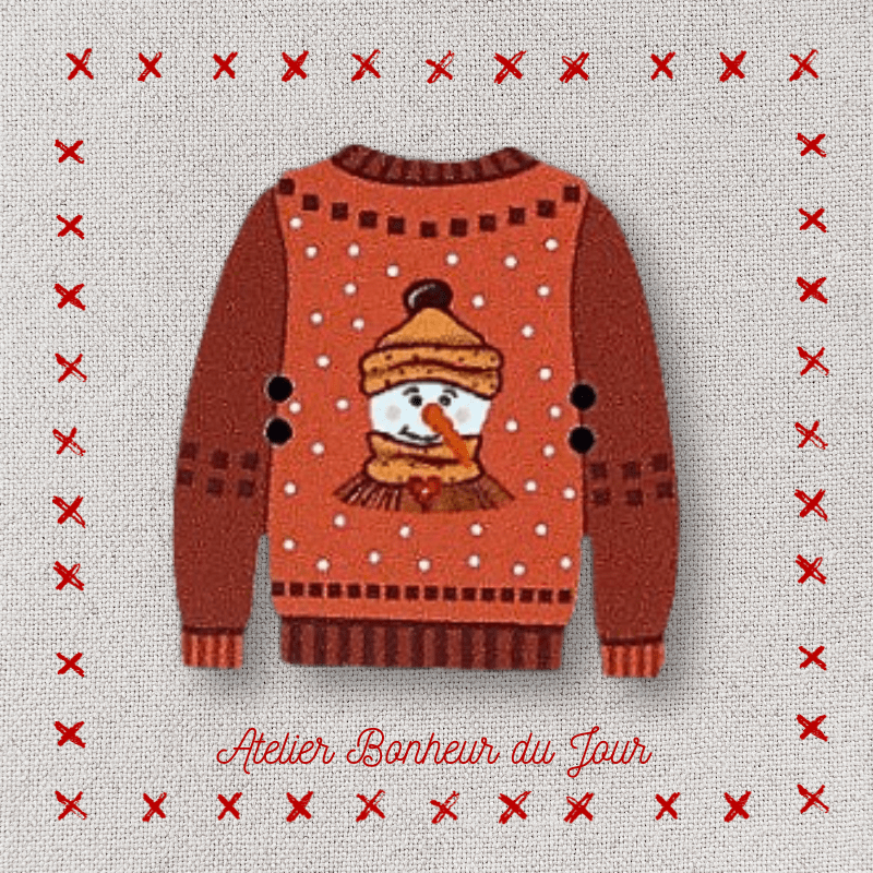 Decorative wooden button “Ugly red sweater" Atelier bonheur du jour