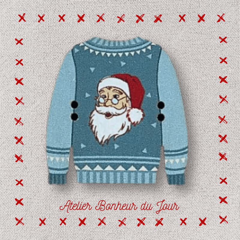 Decorative wooden button “Ugly blue sweater" Atelier bonheur du jour