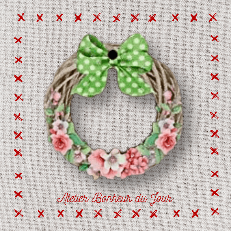 decorative wooden button "Green knot door wreath" Atelier Bonheur du jour