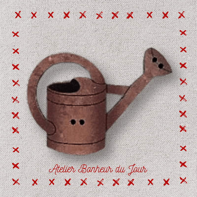 decorative wooden button "Brown watering can" Atelier Bonheur du jour