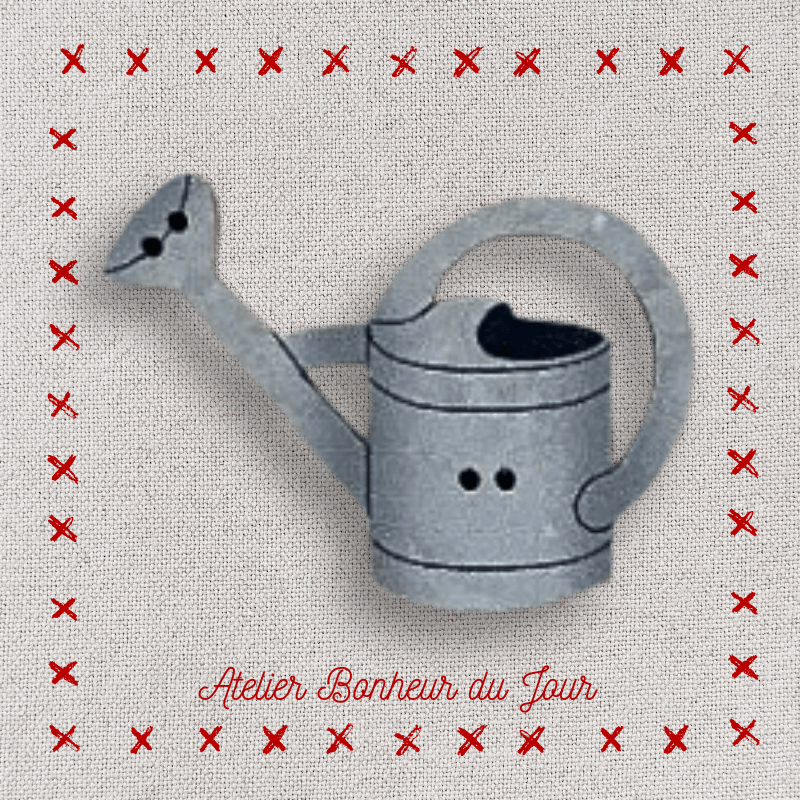 Decorative wooden button "Grey watering can" Atelier Bonheur du jour