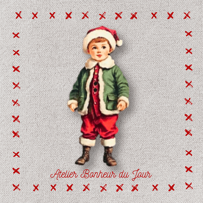 Decorative wooden button “Teddy celebrates Christmas” Atelier Bonheur du jour