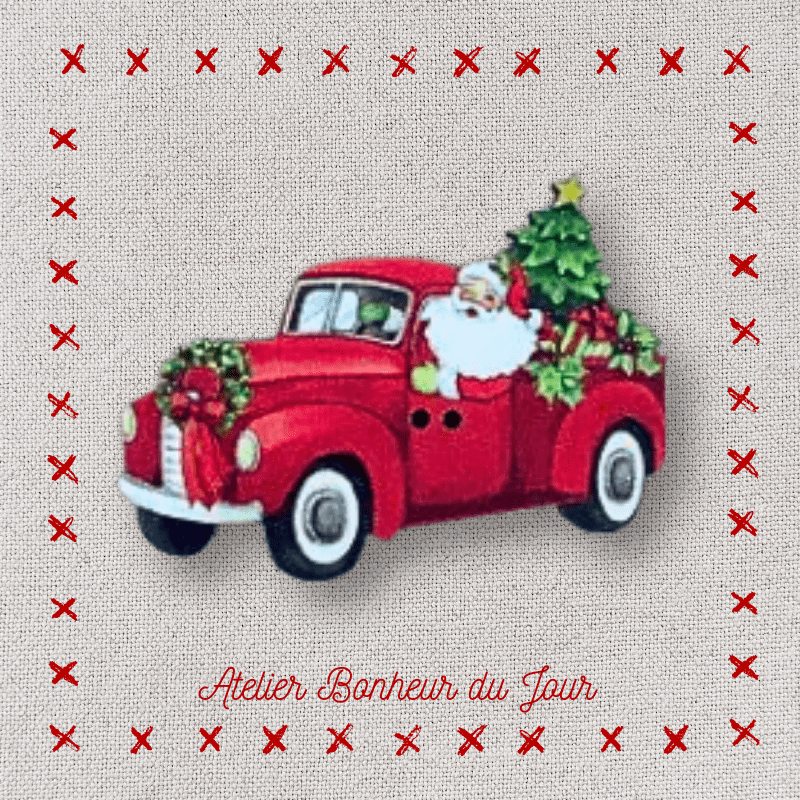 Decorative wooden bouton "Santa's Pick-up" Atelier Bonheur du jour